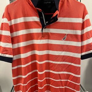 Nautica Men's Polo Shirt in Red and White Stripes